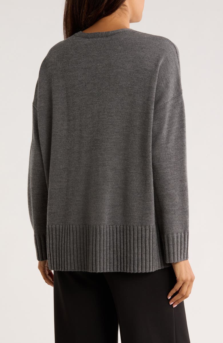 Eileen Fisher V-Neck Wool Sweater, Alternate, color, Ash