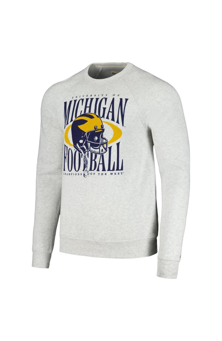 HOMEFIELD Men's Homefield Heather Gray Michigan Wolverines Champions of the West Crew Neck Tri-Blend Pullover Sweatshirt, Alternate, color,