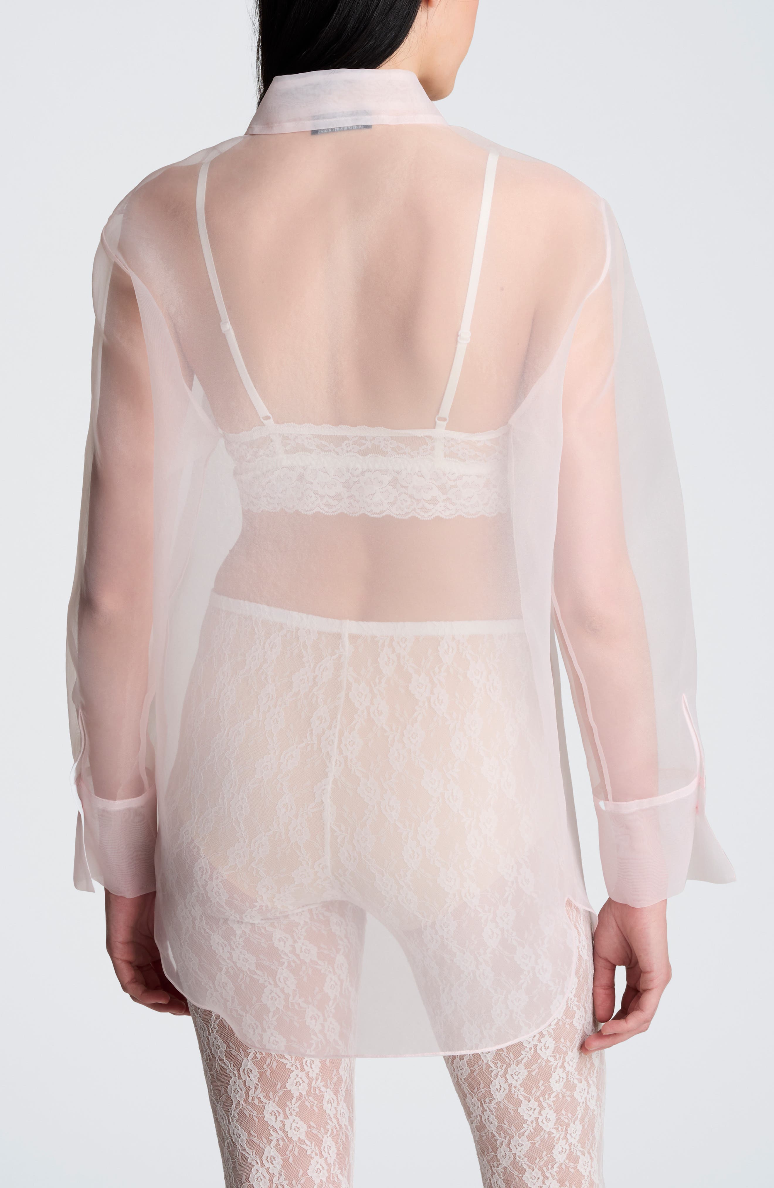 Sheer Oversize Button-Up Shirt - image 2