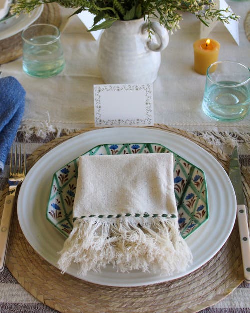 Kd Weave Braid Detail Napkin In Green
