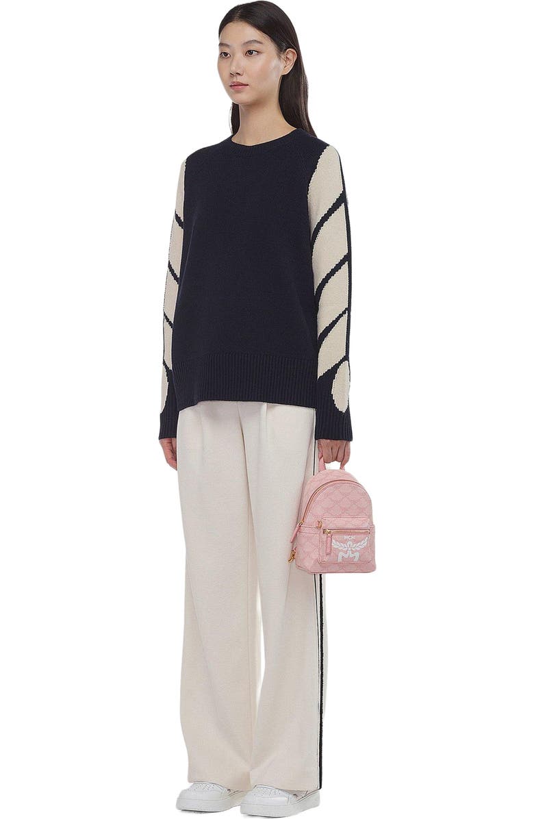 MCM Stark Bebe Boo Backpack in Lauretos, Alternate, color, Silver Pink