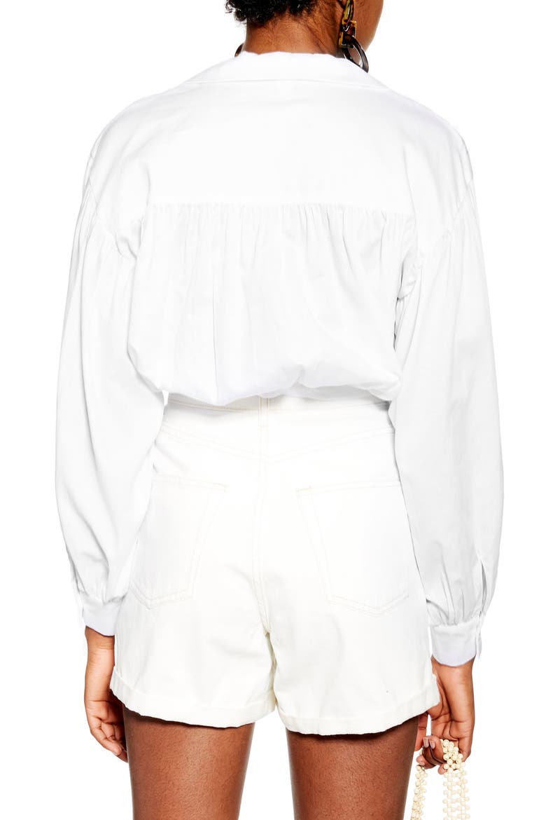 Tie Front Poplin Shirt, Alternate, color, IVORY