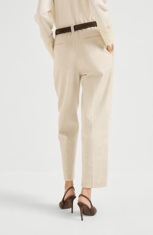 Brunello Cucinelli Baggy Trousers With Monili In Neutral