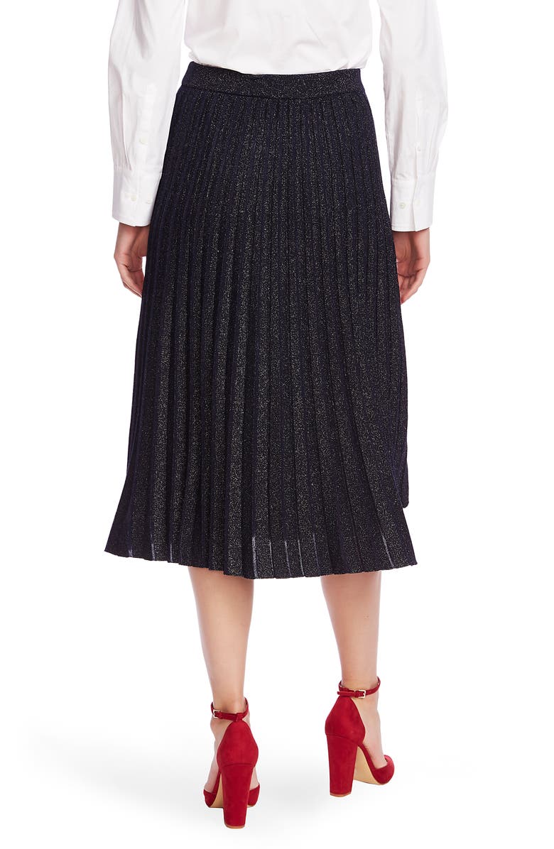 Court & Rowe Pleated Metallic Knit Midi Skirt, Alternate, color, 
