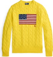 Polo Ralph Lauren Flag Intarsia Cabled Cotton Crewneck Sweater