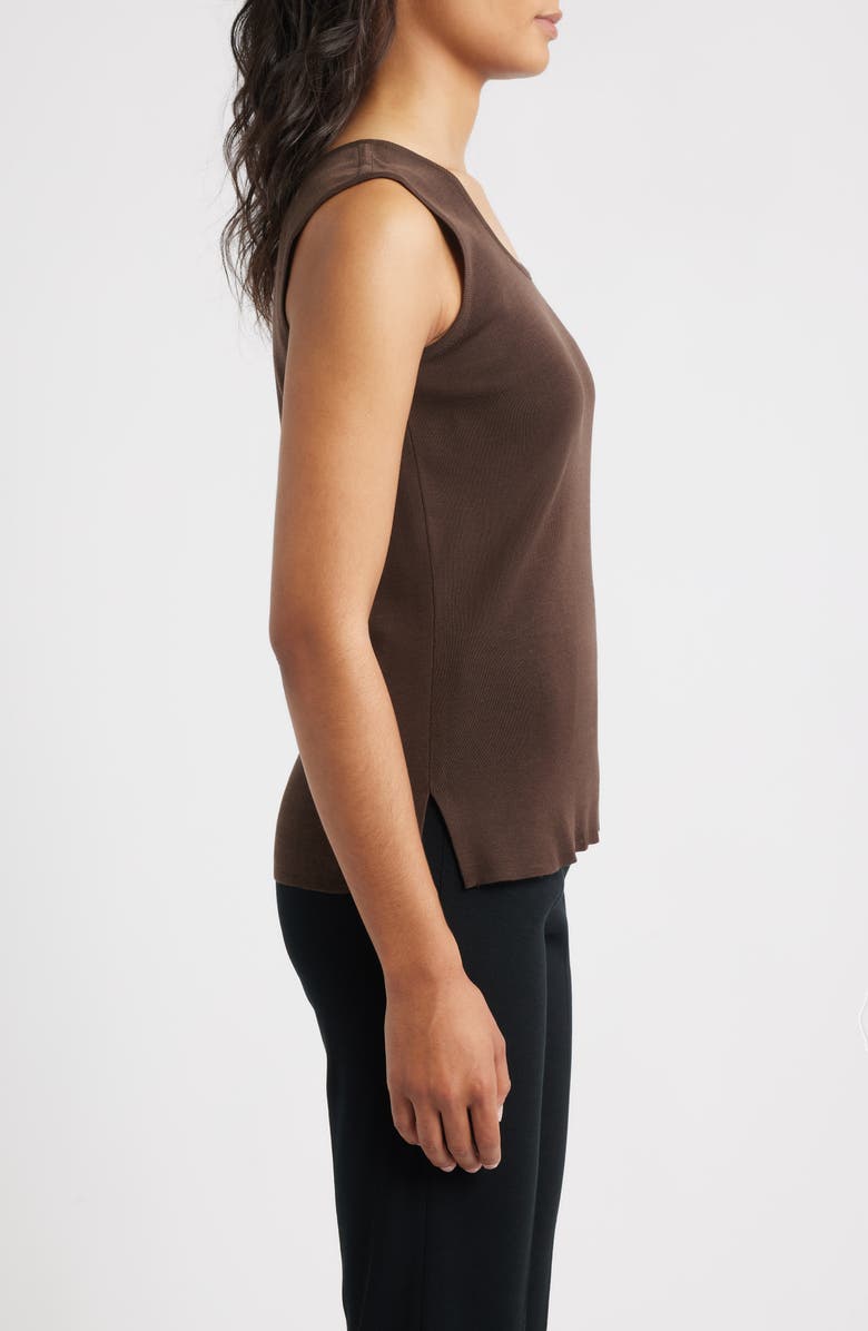 Ming Wang Scoop Neck Mid Length Knit Tank, Alternate, color, Dark Umber