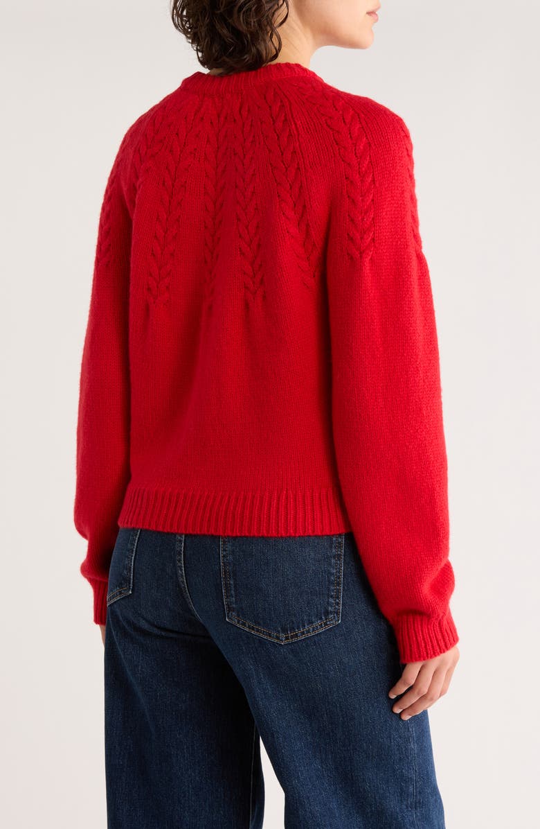 Marine Layer Everly Cable Stitch Cardigan, Alternate, color, Cherry Red