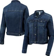 LUSSO Women's Lusso Blue Philadelphia 76ers Georgie Swarovski Crystals Button-Up Denim Jacket