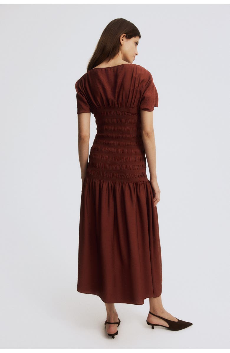 H&M Mama Smocked-detail Dress, Alternate, color, Rust Brown