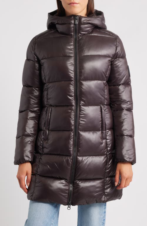 Save The Duck Ines Water Repellent Longline Hooded Puffer Jacket In Brown