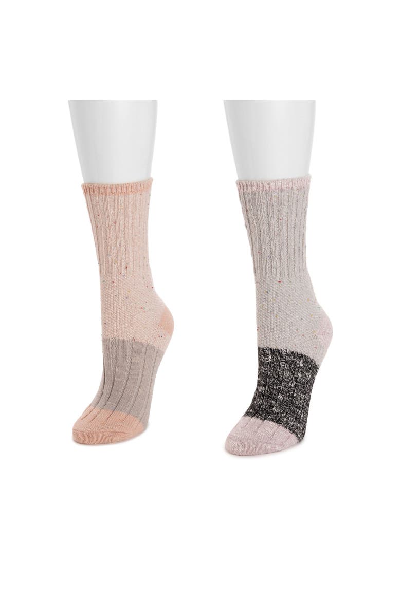 Women's Single Layer Color block Texture Socks 2 Pack, Alternate, color, Neutral/Rose