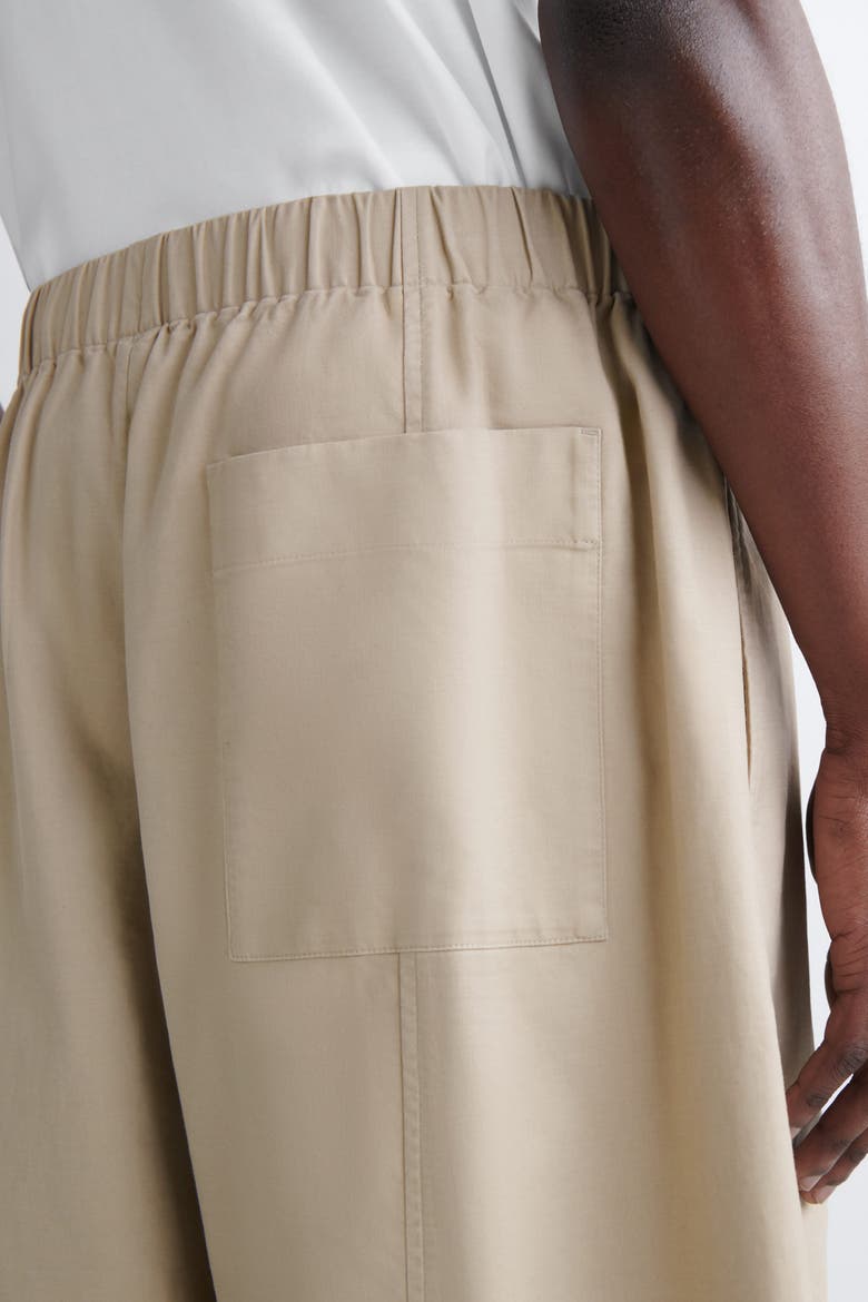 Cotton Cropped Barrel-Leg Pants, Alternate, color, BEIGE