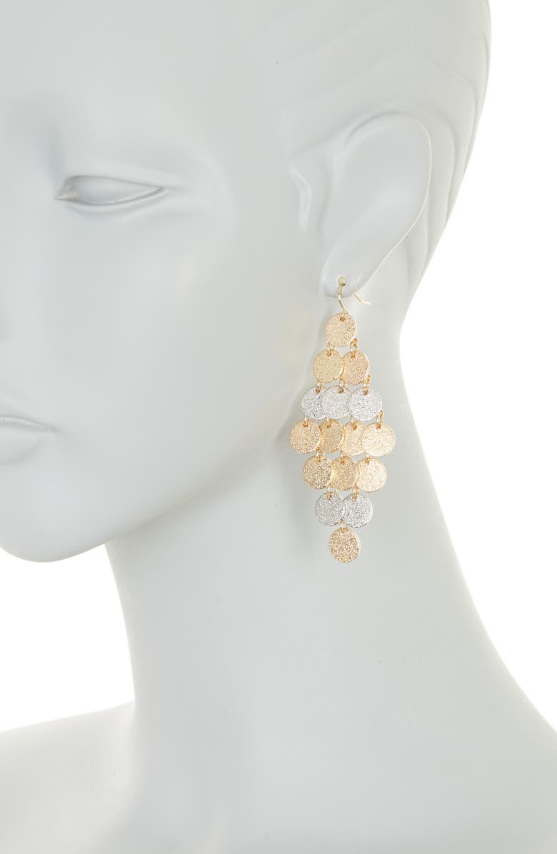 Tasha Two-Tone Disc Chandelier Earrings, Alternate, color,