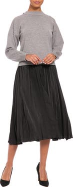 Maggy London Default Long Sleeve Mixed Media Dress