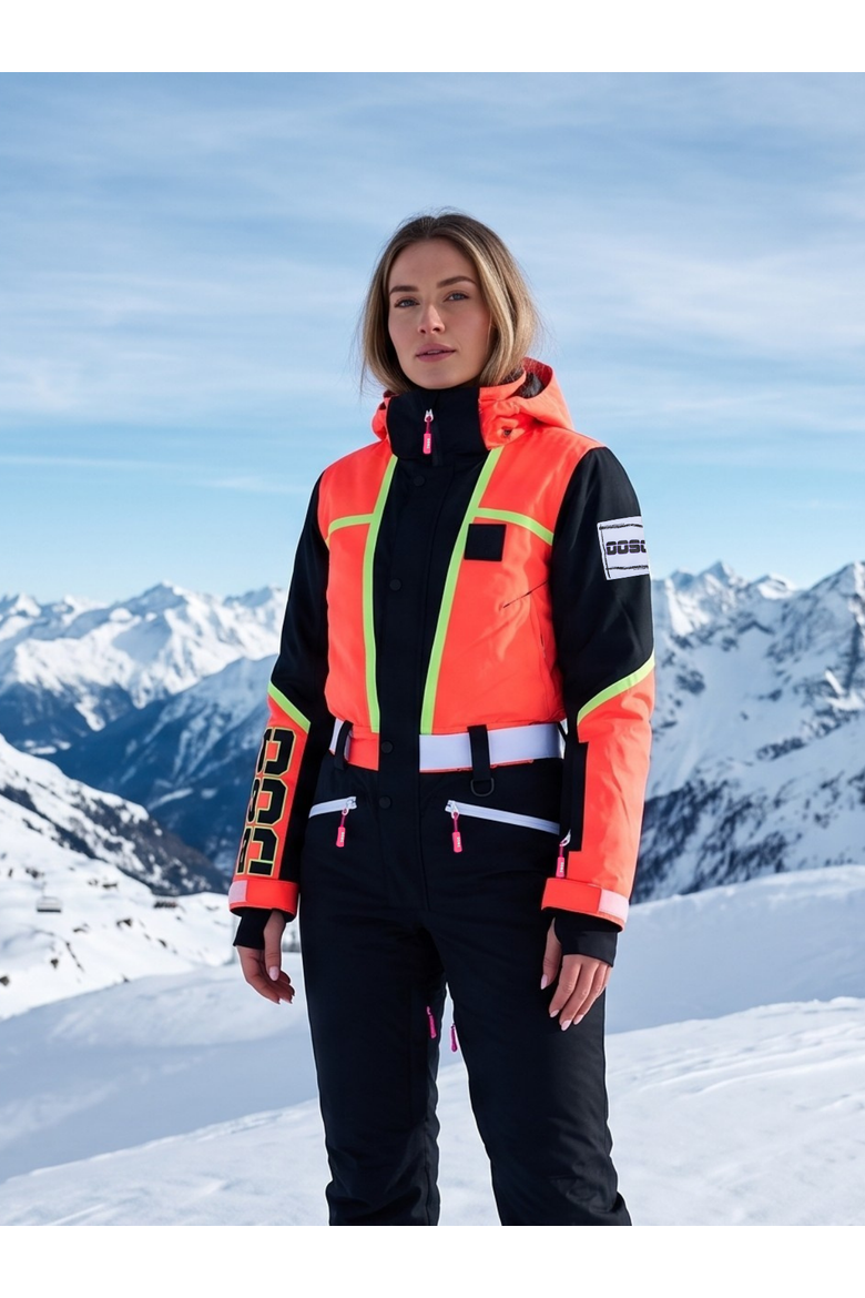 Sultans of Swing Shaped Women's Ski Suit, Alternate, color, Black and neon orange