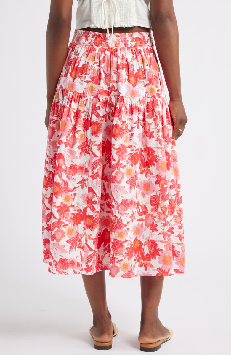 Caslon<sup>®</sup> Cotton Gauze Midi Skirt, Alternate, color, Ivory- Coral Palm Floral