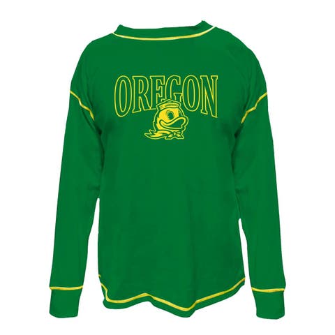 Women's Fanatics Green Oregon Ducks Plus Size Contrast Stitch Sweatshirt