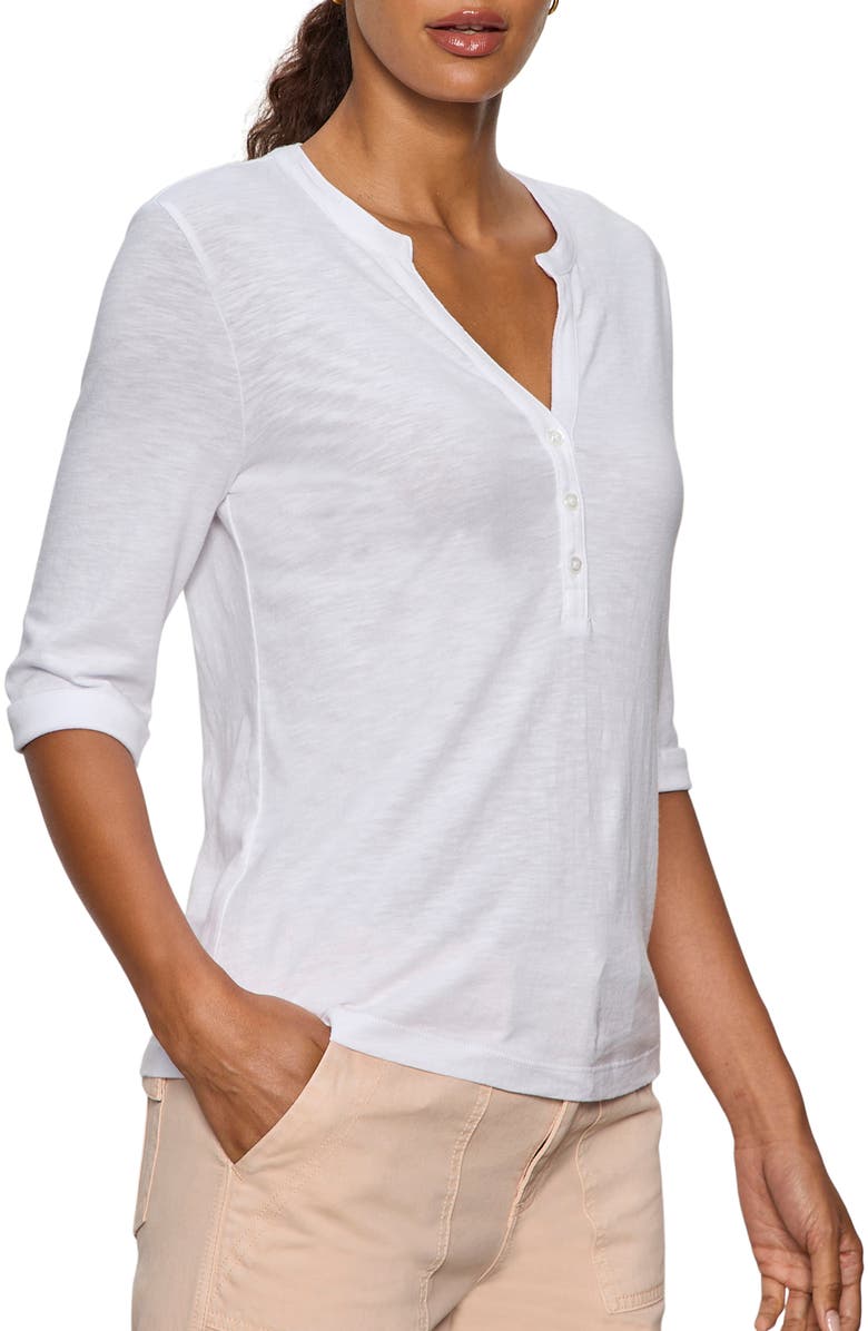 Sanctuary Rolled Sleeve V-Neck T-Shirt, Alternate, color, White