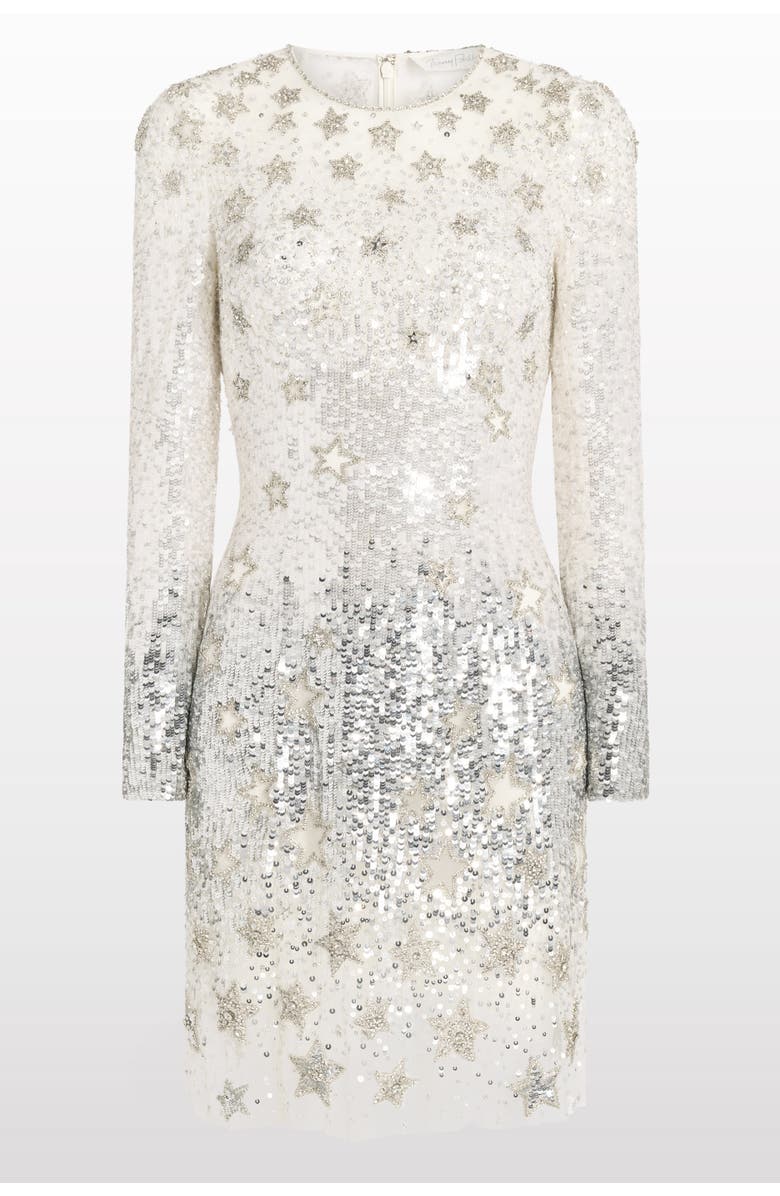 Jenny Packham Alexis Star Sequin Embellished Mini Dress, Main, color, Ivory
