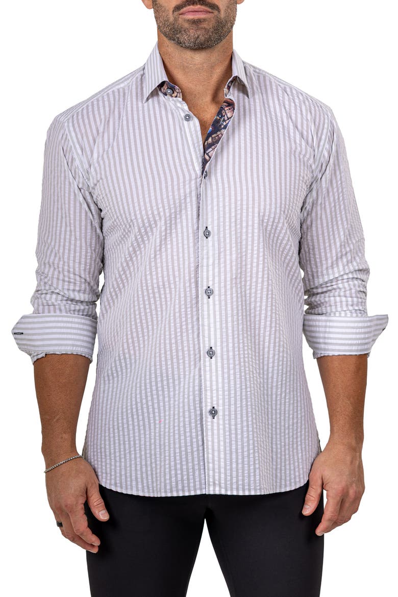 Fibonacci Marthy Contemporary Fit Button-Up Shirt, Alternate, color, GREY