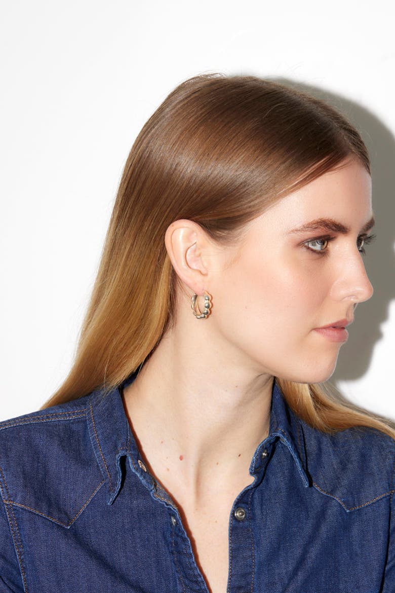 Mni Creole Earrings, Alternate, color, SILVER