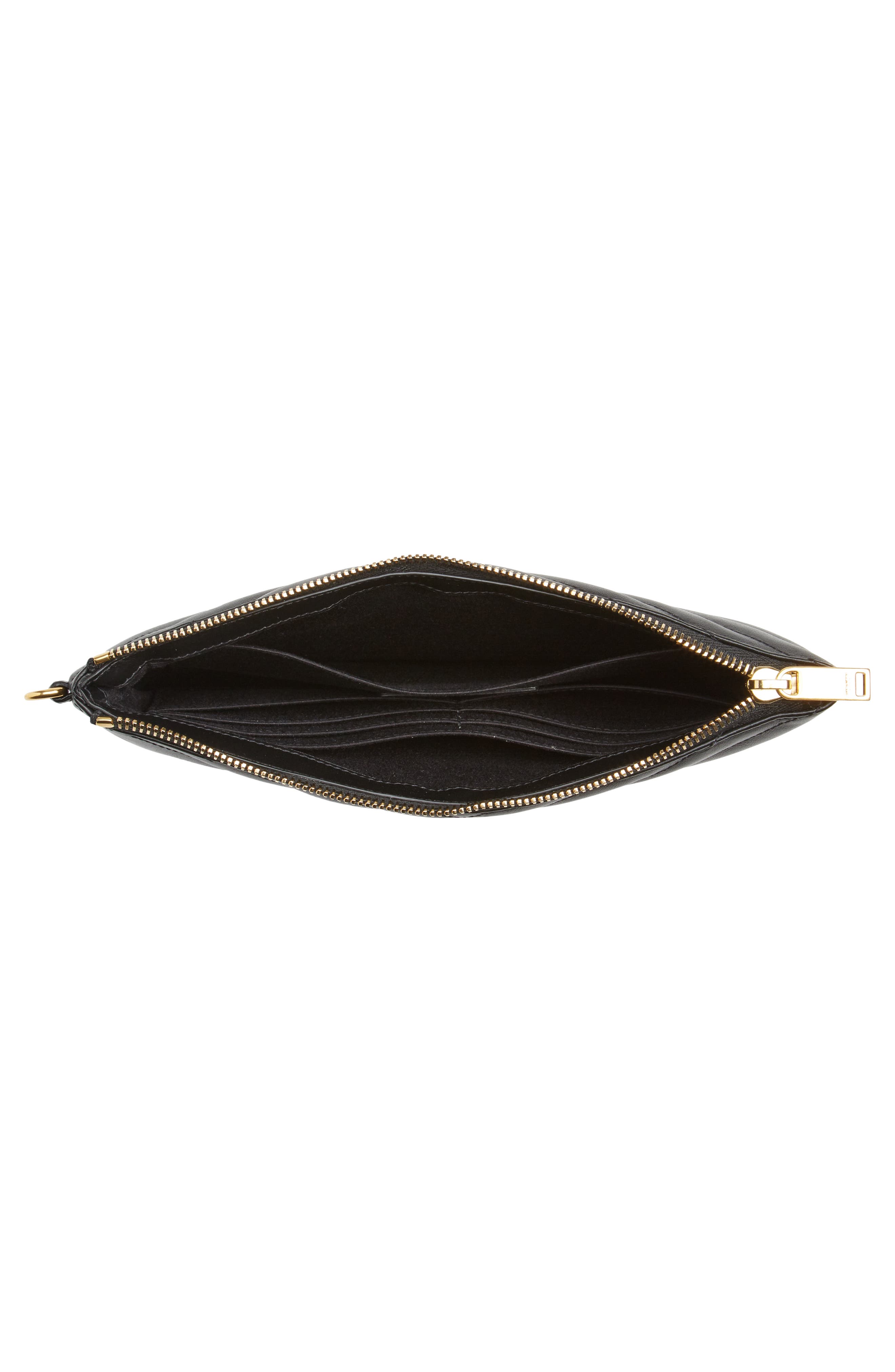 Saint Laurent 'Small Monogram' Print Leather Wristlet, Alternate, color, 1000 Nero