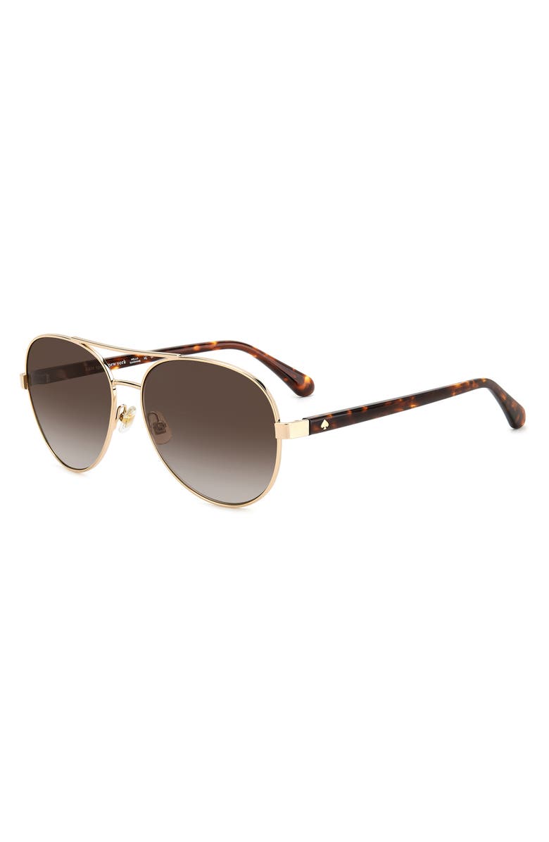 Kate Spade New York averie 58mm aviator sunglasses, Alternate, color, Gold