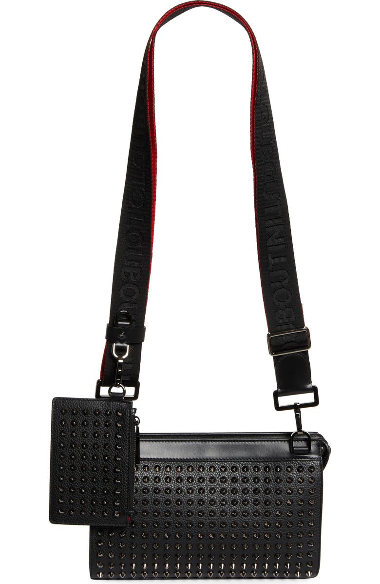 Christian Louboutin Funky Stud Empire Leather Crossbody Bag, Main, color, Black/ Gun Metal