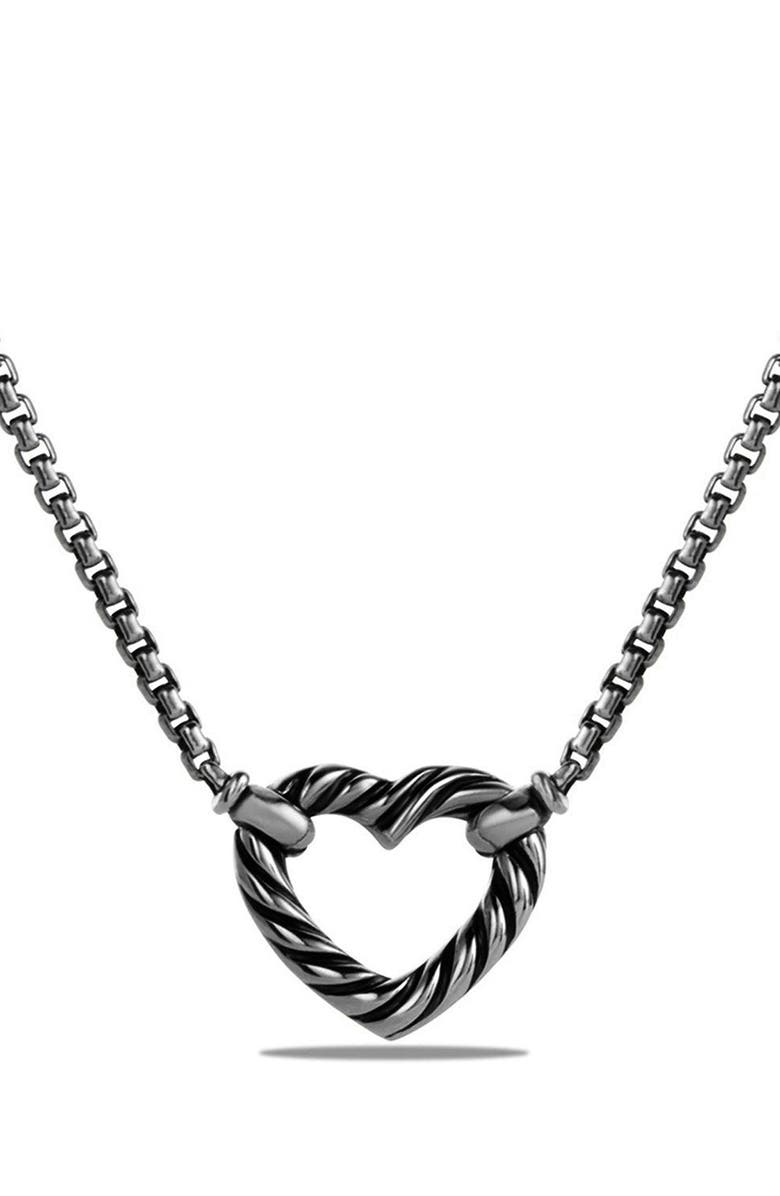 David Yurman 'Cable Collectibles' Heart Station Necklace with 18K Gold, Alternate, color,