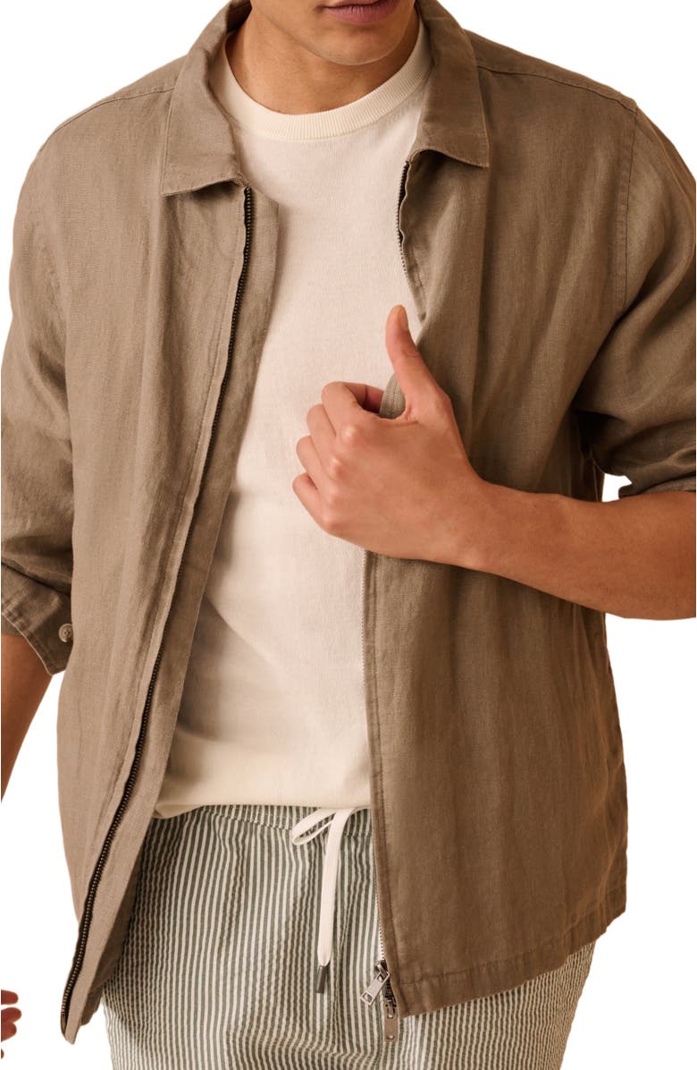 Onia Linen Everyday Jacket, Alternate, color, Coffee