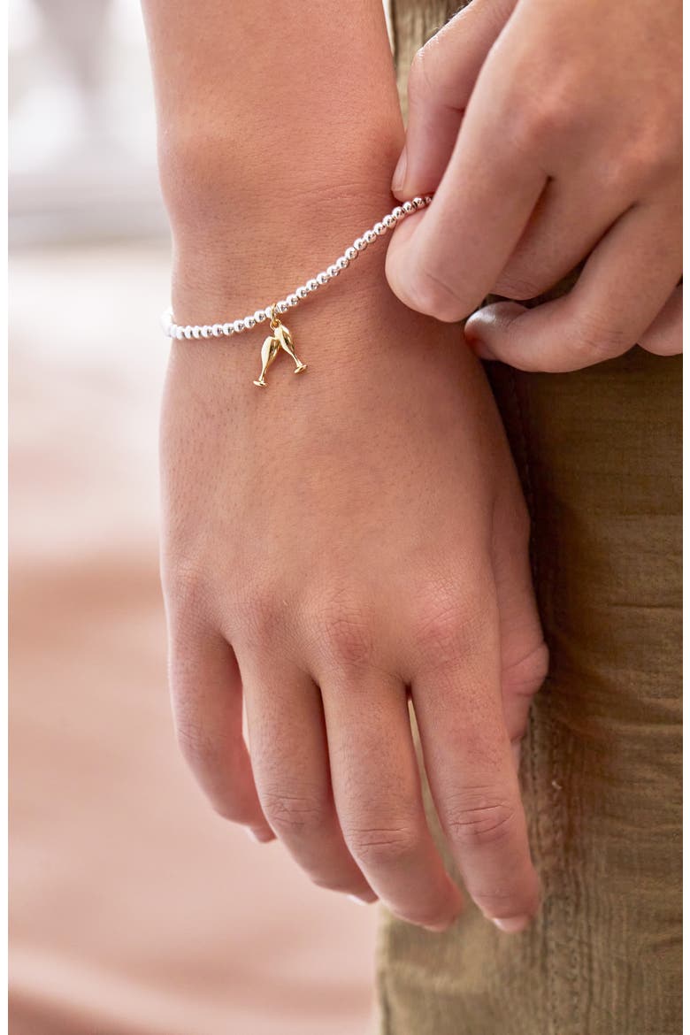 Sienna Champagne Beaded Stretch Bracelet, Alternate, color, GOLD