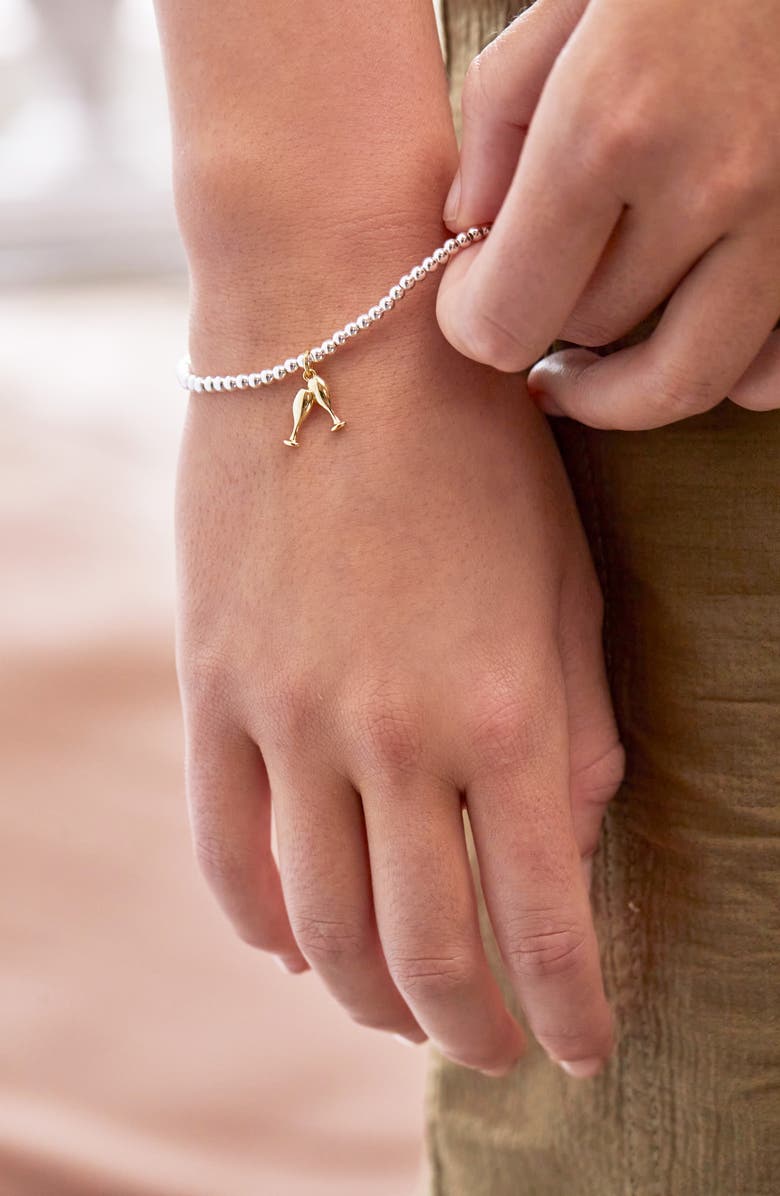 Estella Bartlett Sienna Champagne Beaded Stretch Bracelet, Alternate, color, Gold