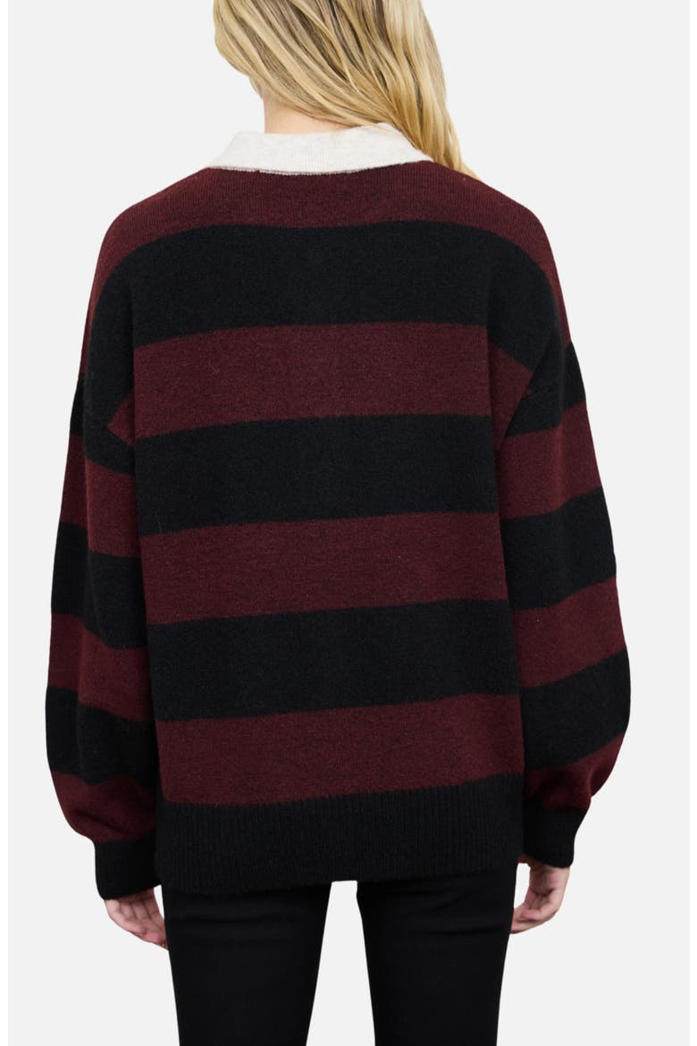 Stripe Polo Sweater, Alternate, color, RED WOOD MULTI