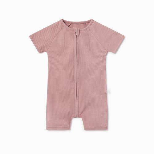 Mori Ribbed Summer Zip-up Sleepsuit In Pink