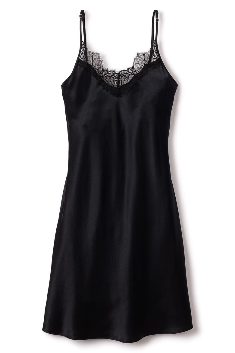 Silk Lace Slip Dress, Alternate, color, BLACK