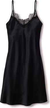 Petite Plume Lace Trim Mulberry Silk Nightgown