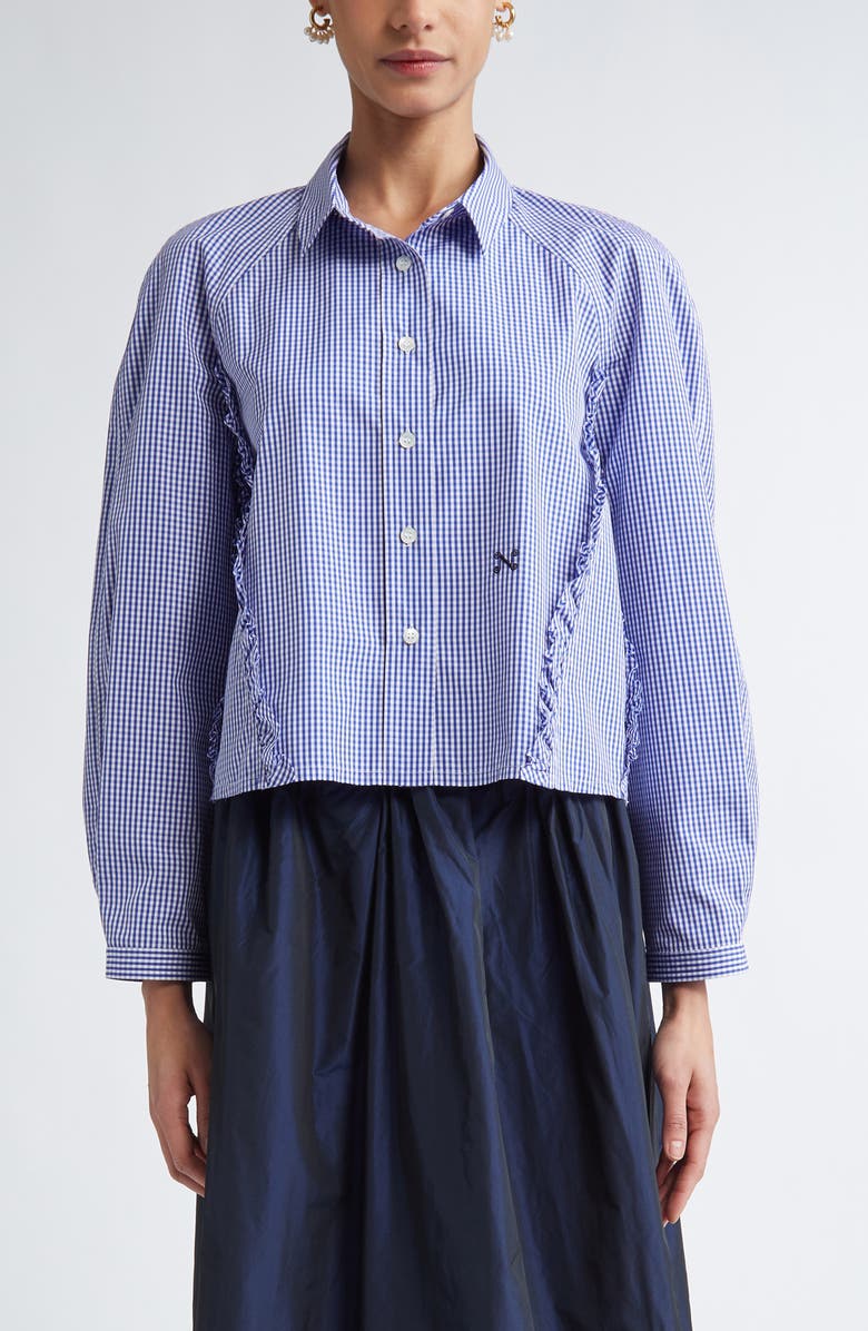 NACKIYÈ Ruffle Cotton Button-Up Shirt, Main, color,