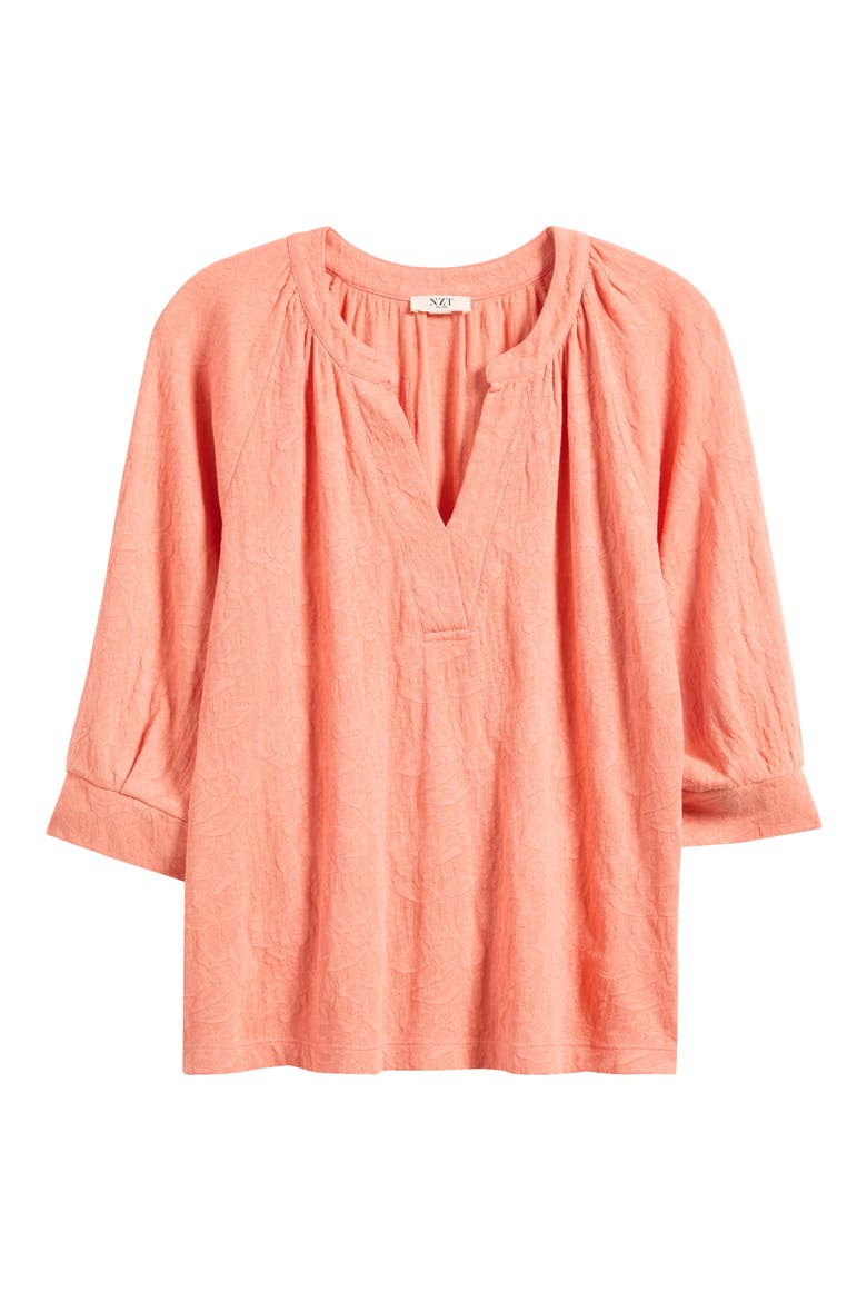 Lace Split Neck Top, Alternate, color, CALYPSO