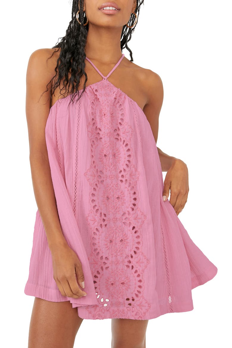Paloma Eyelet Cotton Minidress, Main, color, PINK SPEAK