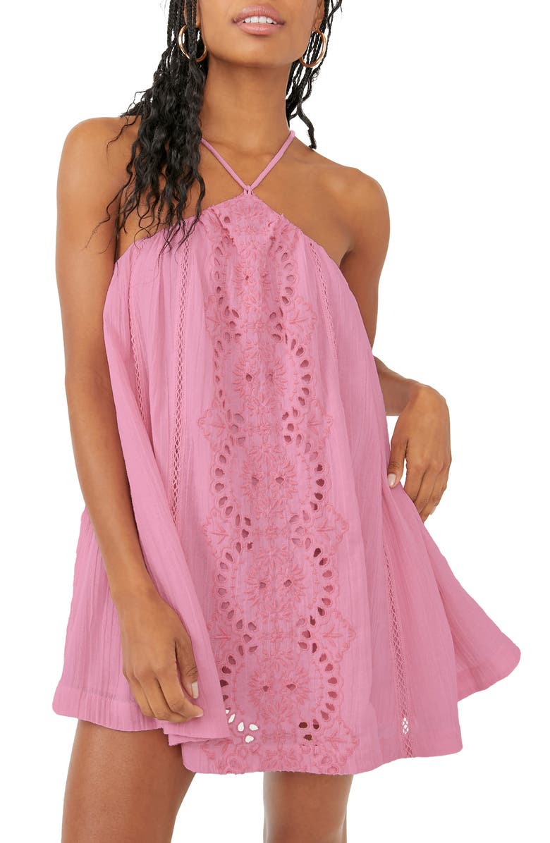 Free People Paloma Eyelet Cotton Minidress, Main, color, 