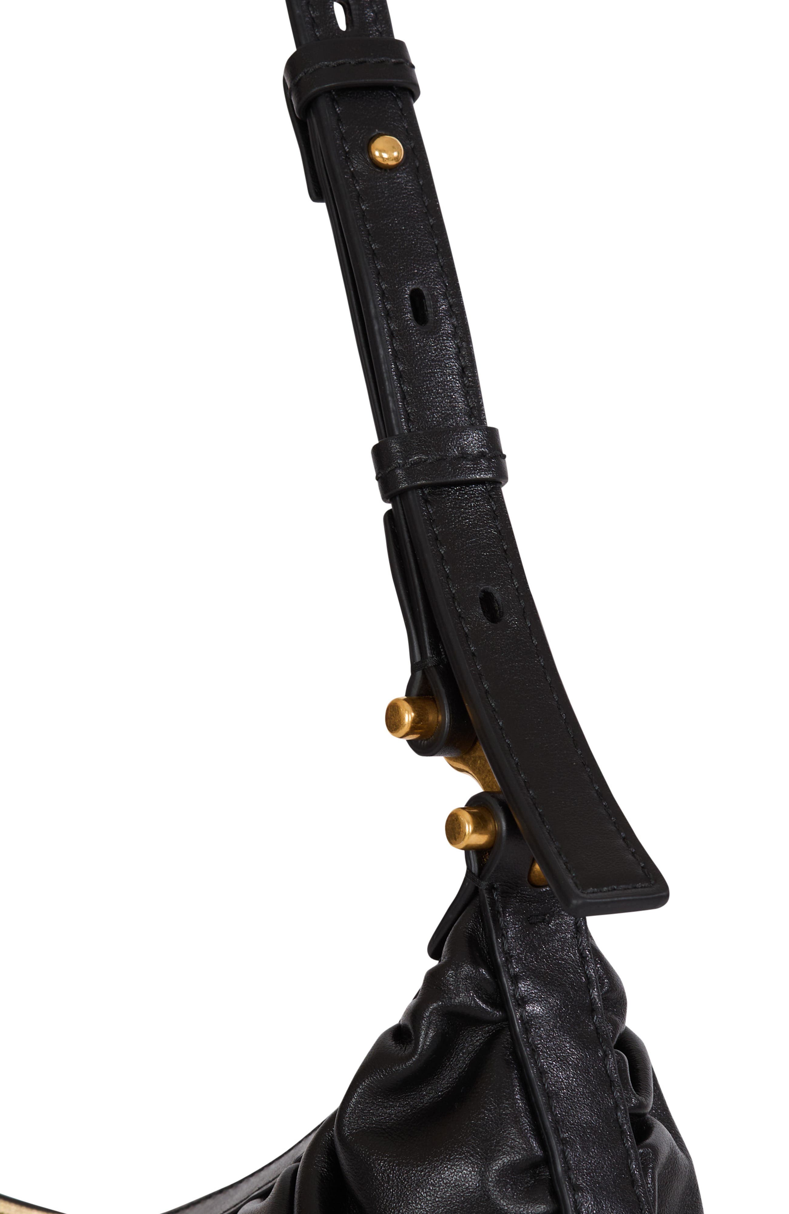 Balmain Ebene Hobo bag in calfskin leather, Alternate, color, Black