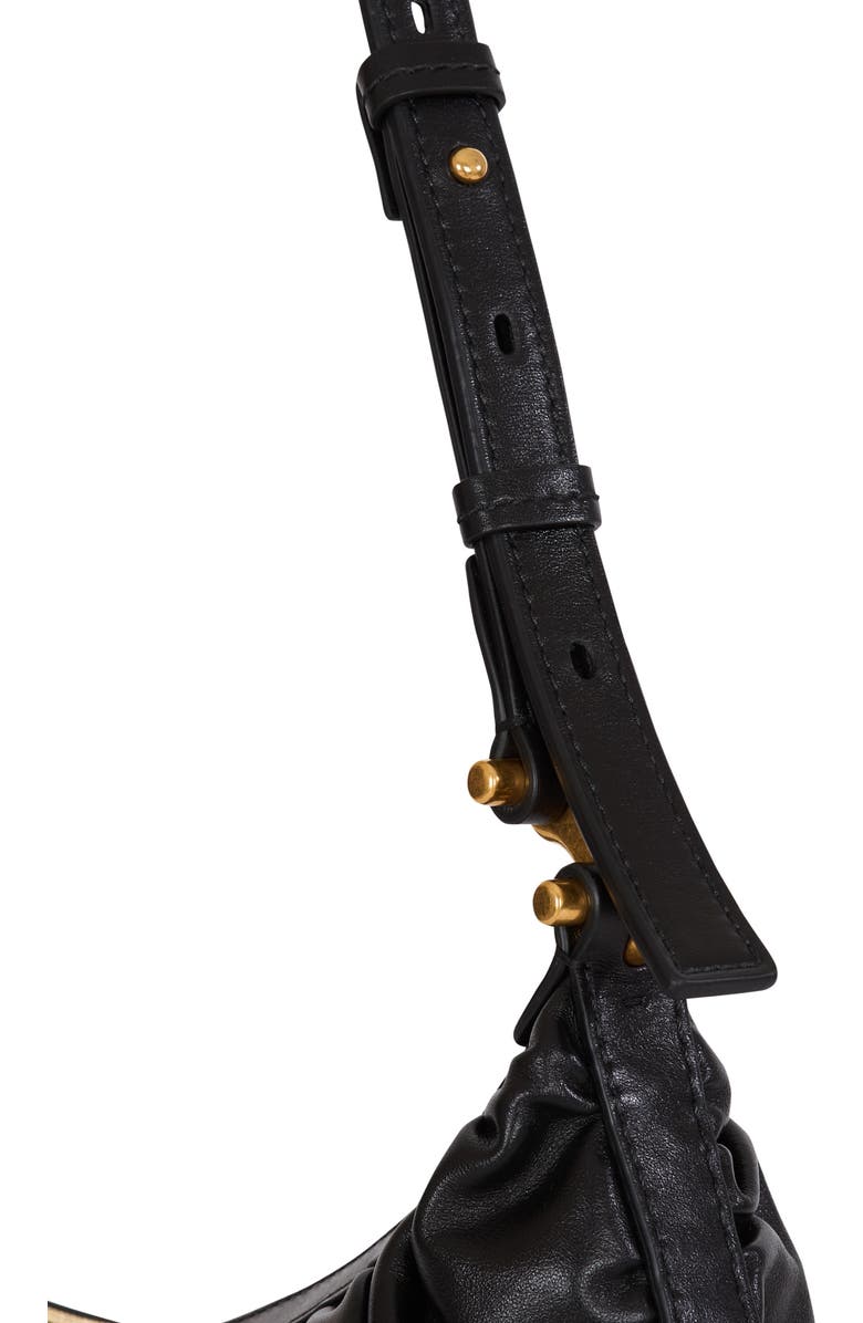 Balmain Ebene Hobo bag in calfskin leather, Alternate, color, Black