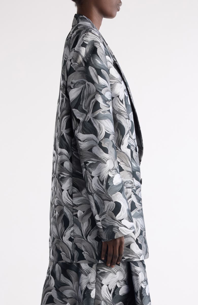 Dries Van Noten Blink Abstract Floral Double Breasted Blazer, Alternate, color, Black