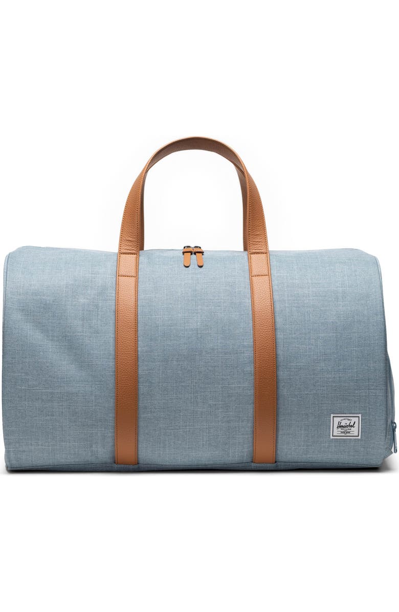 Herschel Supply Co. Novel Recycled Polyester Duffle Bag, Main, color, Ashley Blue Crosshatch