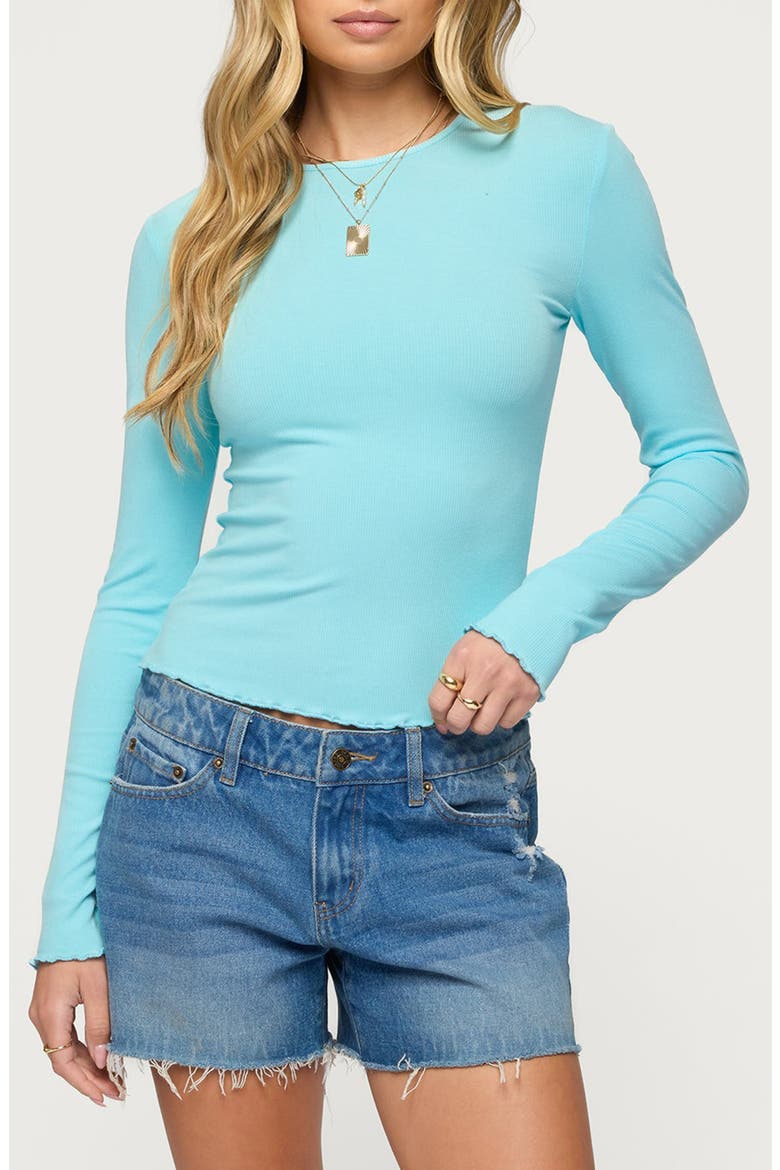 Galah Long Sleeve Rib Top, Main, color, TURQUOISE