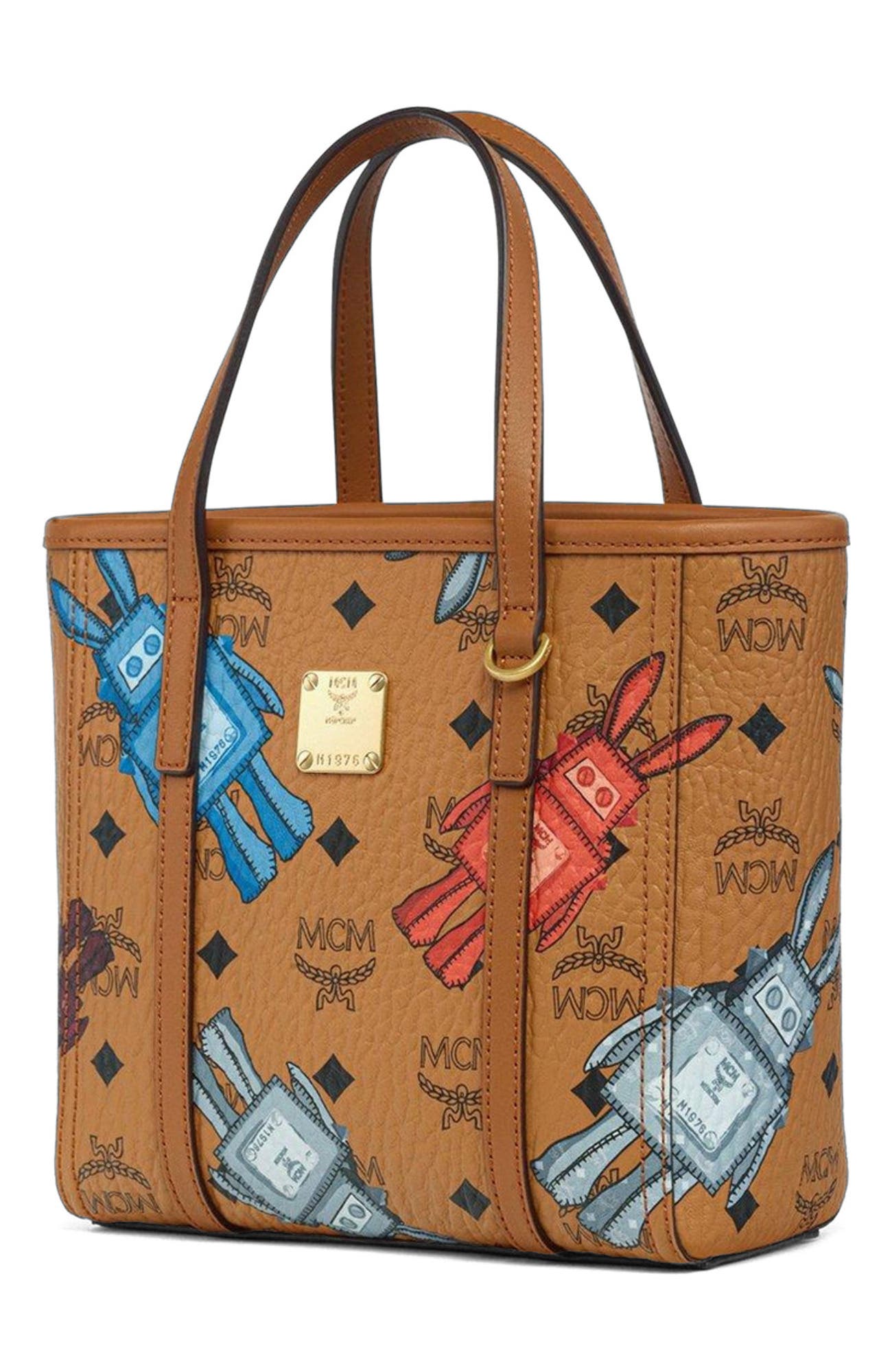 MCM Mini Toni Top-Zip Shopper in Rabot Visetos, Alternate, color, 