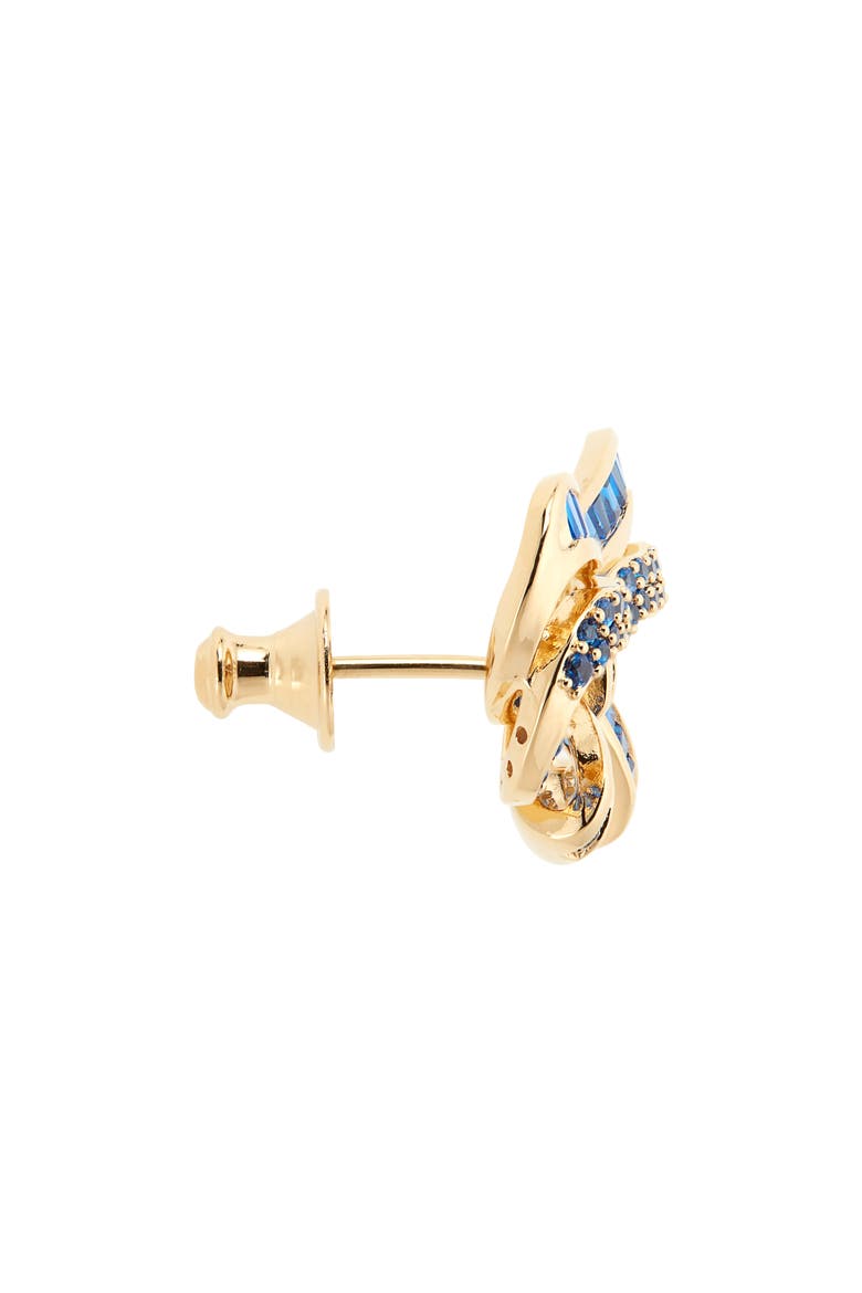 Pavé Crystal Bow Stud Earrings, Alternate, color, BLUE/ GOLD