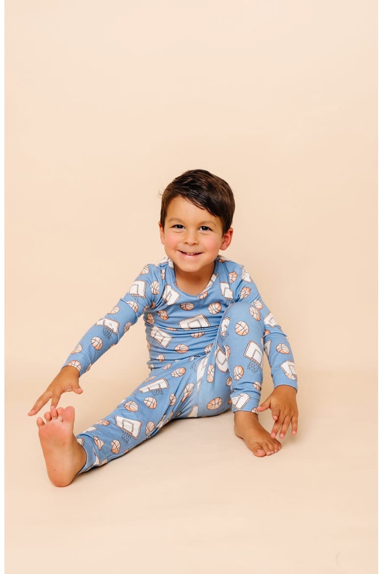 Dunk Fitted Two-Piece Pajamas, Alternate, color, BLUE