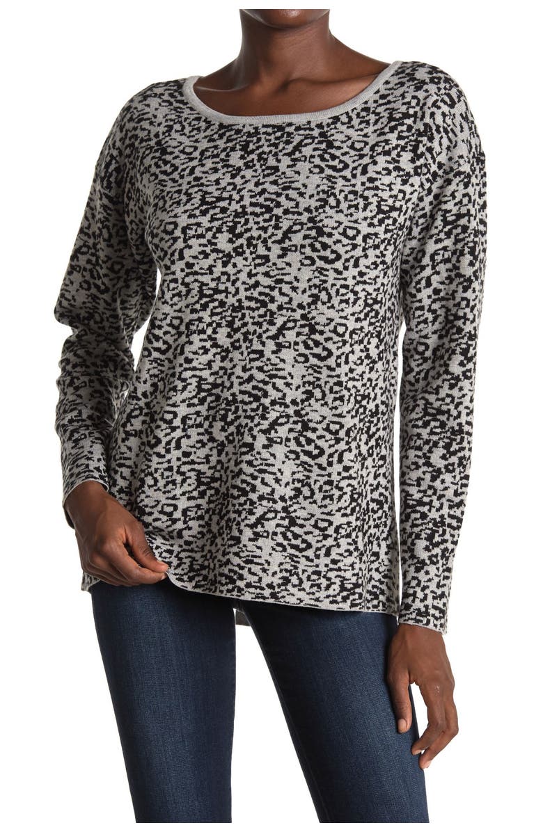 NYDJ Leopard Print Button Back Sweater, Main, color, 