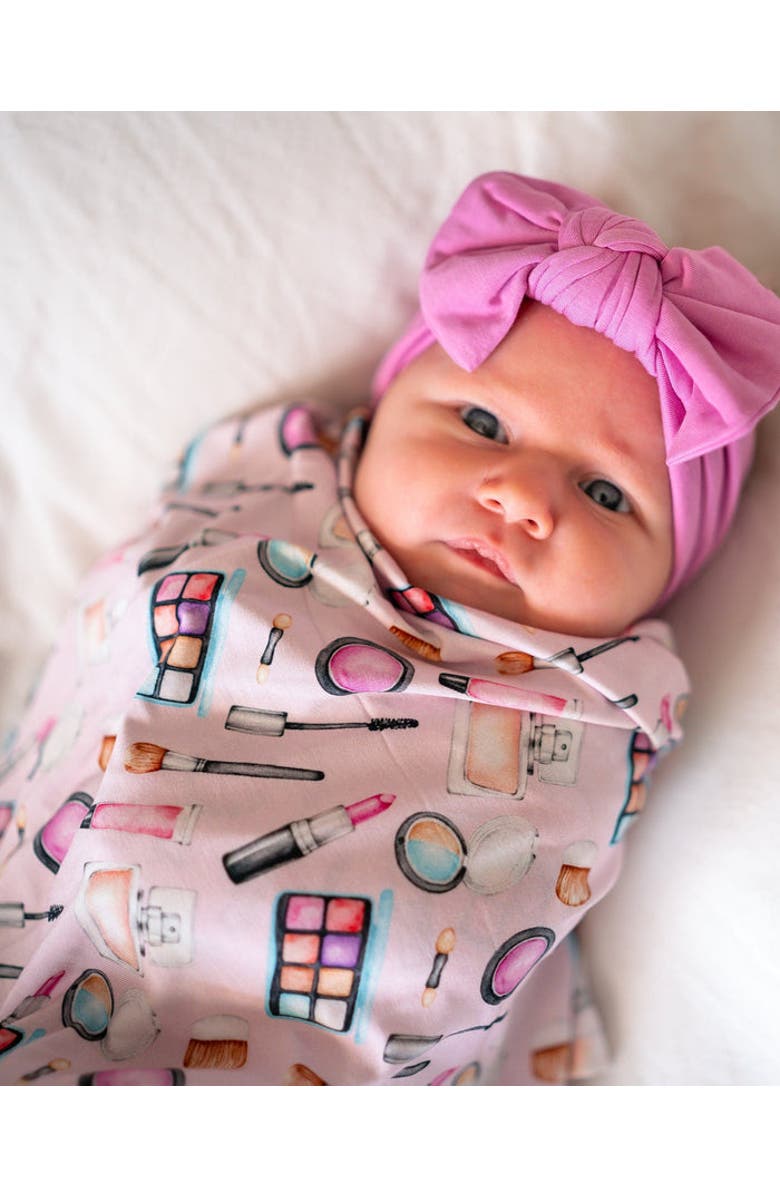 Lev Baby Makeup Print Soft Baby Swaddle Blanket, Main, color, Pink